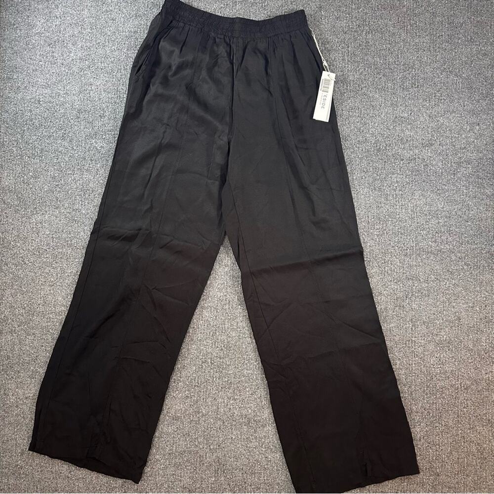 NEW Stateside Womens Viscose Satin Pull-On Trouser Made In USA Wide Flowy Pant M